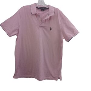 U.S Polo Assn. Pink Polo 3 Button short Sleeve Shirt Men's SZ L Preppy